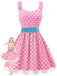 [Prévente] Robe Ceinturée Bustier à Pois Rose Années 50