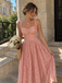 Robe Bretelles Spaghetti Col Cœur Dentelle Rose Années 1940