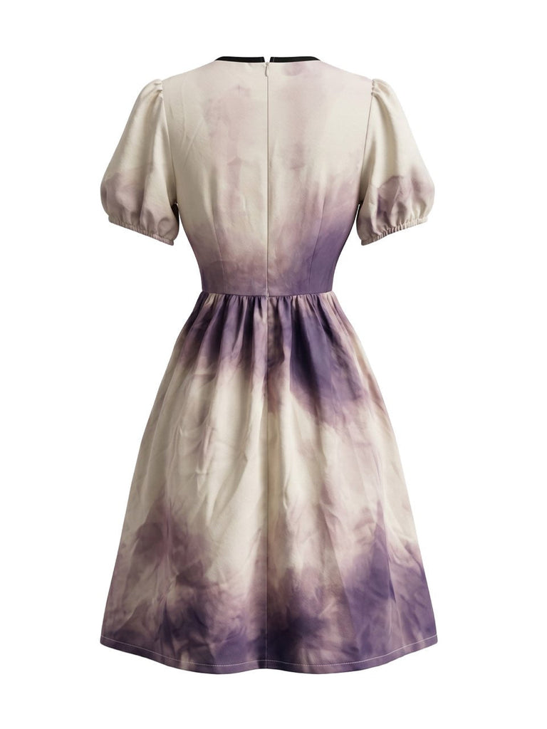 Robe cosplay Halloween tie-dye de démone à manches bouffantes Années 1950