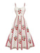 Robe Évasée Rose Bretelles Fines Beige Années 1950