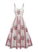Robe Évasée Rose Bretelles Fines Beige Années 1950 2