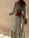 Robe Col V Bohème Géométrique Imprimé Découpé Maxi Années 1970 5