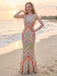 Robe Multicolore Chevron Imprimé Dos Nu Maxi Années 1970 3