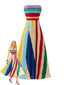 Robe longue bustier plissée arc-en-ciel années 1970
