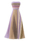 [Prévente] Robe longue bustier plissée arc-en-ciel lilas années 1970