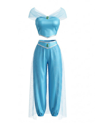 2PCS Costume Cosplay Princesse en Tulle et Pierres Années 1980