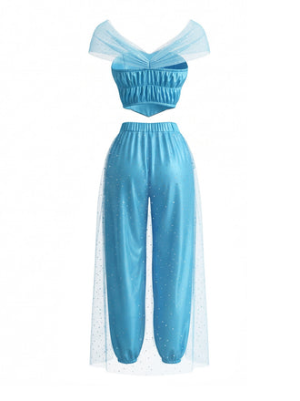 2PCS Costume Cosplay Princesse en Tulle et Pierres Années 1980