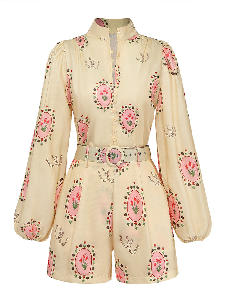 Light Yellow 1950s Vintage Classic Two Piece Set