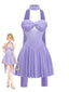 Mini-robe babydoll bustier résille lilas foulard années 70