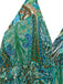 Robe Longue Paisley Halter Col V Profond Dos Nu Verte Années 1970 5