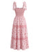 Robe Maxi Petites Fleurs Rose Années 40