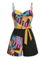 [Prévente] Combishort Sally noir pour cosplay d'Halloween patchwork années 40