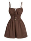 Combishort Bretelles Taille Élastique Marron Années 1950