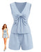 Ensemble 2 Pièces Top Nœud & Short Rayé Bleu Années 40