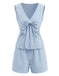 Ensemble 2 Pièces Top Nœud & Short Rayé Bleu Années 40