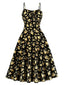 Robe Petit Fleurs Jaunes Bretelles Fines Années 1940