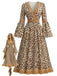 [Prévente] Robe bohème à imprimé léopard, col V, franges et manches cloche Années 1970