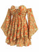 [Prévente] Robe Floral Dentelle Foncé Évasé Manche Bohème Mini Jaune Années 1970 4