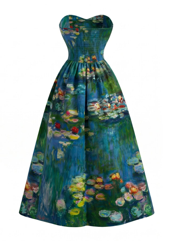 [Prévente] Robe Nénuphar Col Cœur Bustier Bleue Années 1950 3