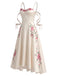 [Prévente] Robe Blanc 3D-Floral Satin Hollow Slip Années 1940 4