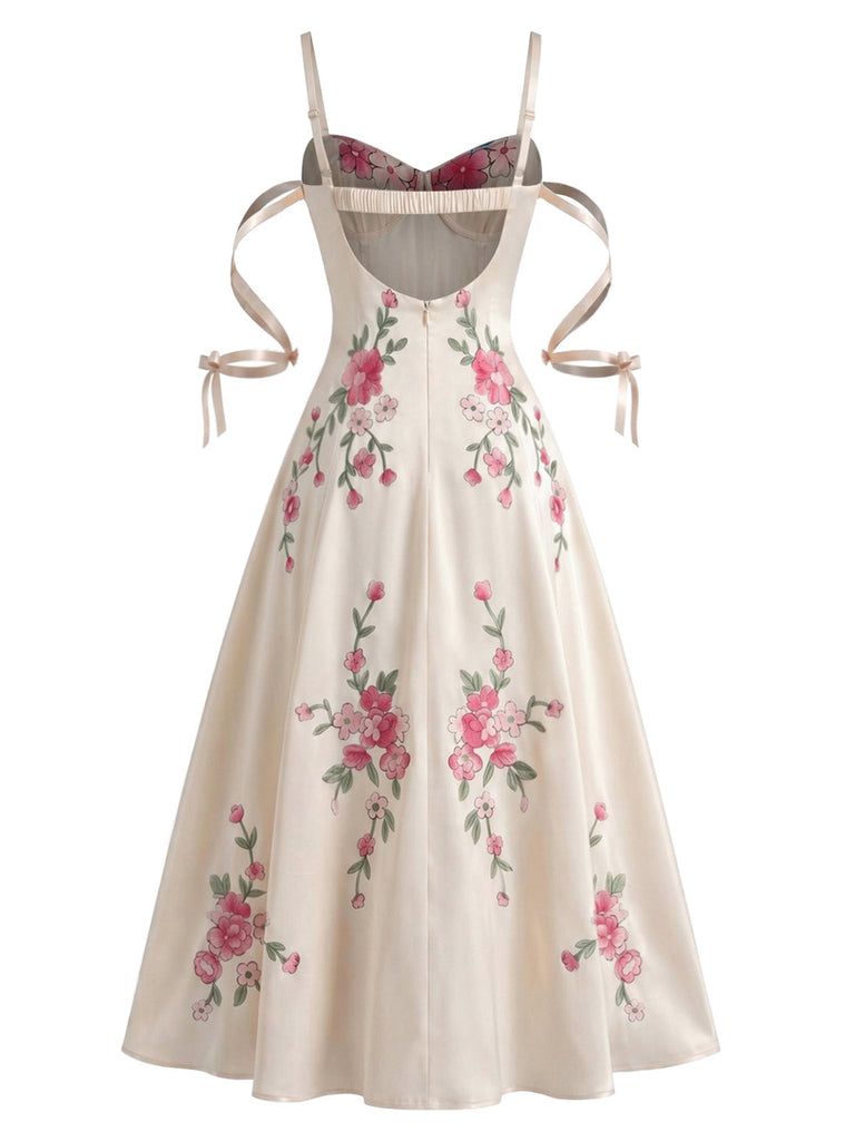 [Prévente] Robe Blanc 3D-Floral Satin Hollow Slip Années 1940 5