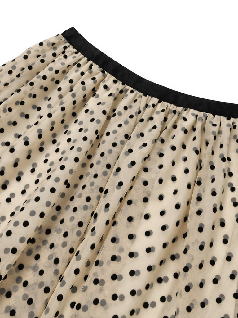 [Prévente] Skirt Beige à Pois Tulle Évasé Années 1950 6