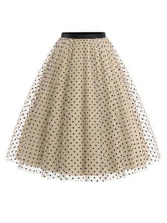 [Prévente] Skirt Beige à Pois Tulle Évasé Années 1950 2