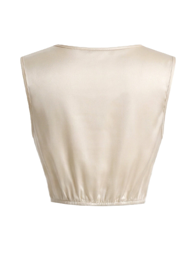 [Prévente] 3PCS Dentelle Satin Drapé Col Taille Champagne Années 1920 7