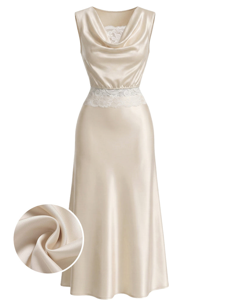 [Prévente] 3PCS Dentelle Satin Drapé Col Taille Champagne Années 1920 2