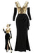 [Prévente] Robe longue noire et dorée à sequins et épaules dénudées années 1920