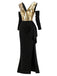 [Prévente] Robe longue noire et dorée à sequins et épaules dénudées années 1920