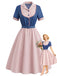 [Prévente] Robe Bleue & Rose Col Revers Rayée Effet 2PCS Années 1950