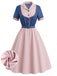 [Prévente] Robe Bleue & Rose Col Revers Rayée Effet 2PCS Années 1950 2