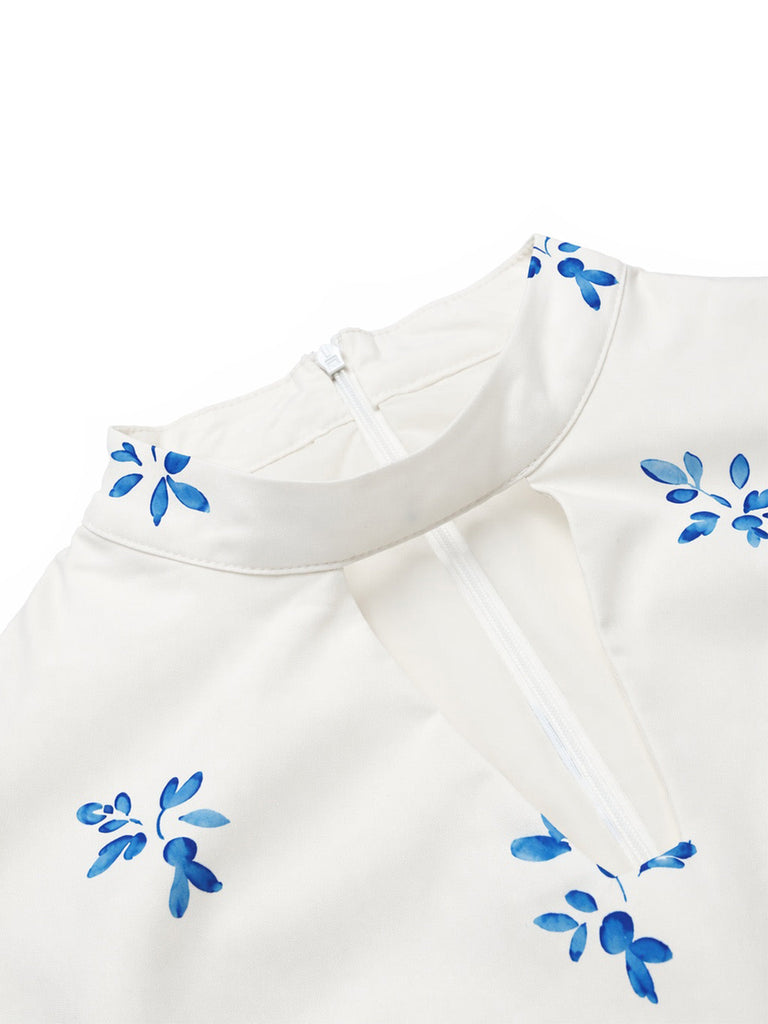[Prévente] Robe Col Montant Rosette 3D Tulle à Pois Années 50