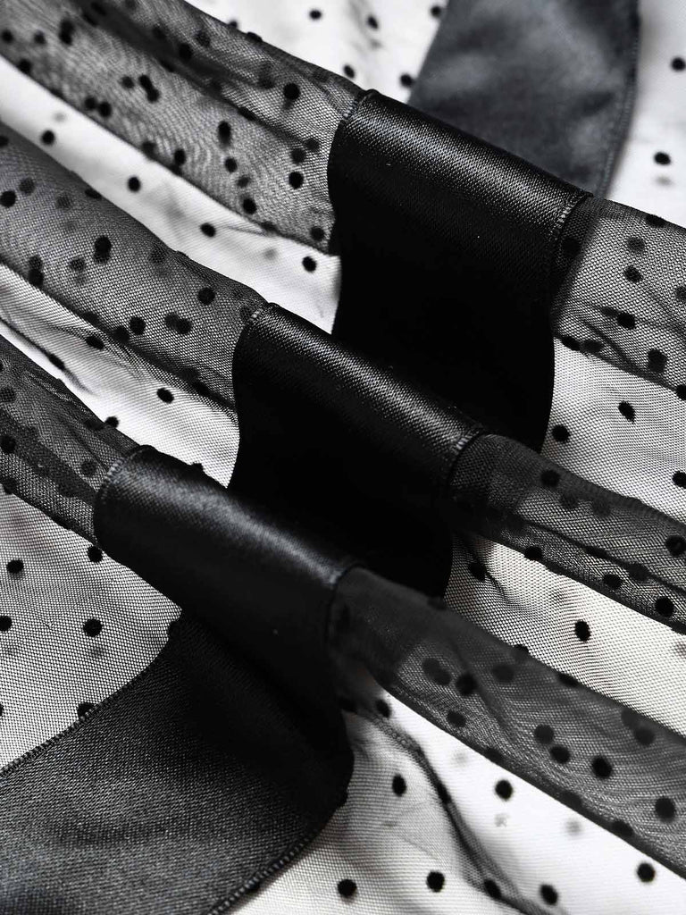 [Prévente] Robe en Satin Patchwork Tulle à Pois Années 50