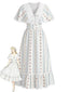 [Prévente] Robe col V et capelette dentelle fleurie années 1940