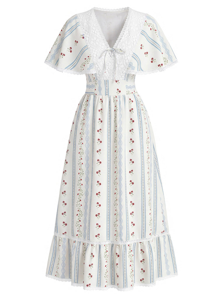 [Prévente] Robe Floral Col V Dentelle Cape Années 1940 2