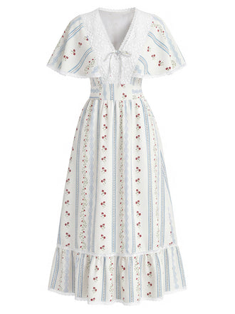 [Prévente] Robe Floral Col V Dentelle Cape Années 1940 2