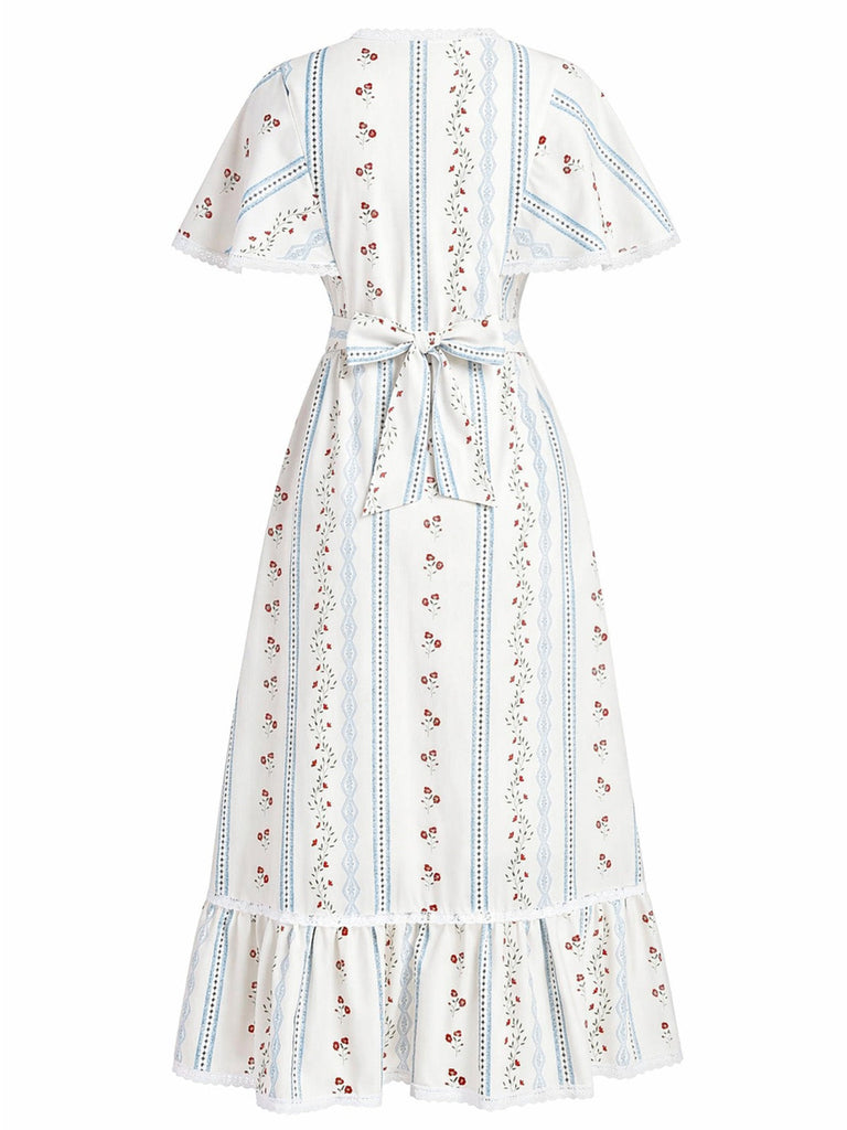 [Prévente] Robe Floral Col V Dentelle Cape Années 1940 4