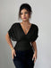 Blouse Col V Ruched Taille Drapé Shoulder Années 1930 2
