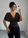 Blouse Col V Ruched Taille Drapé Shoulder Années 1930 5