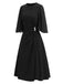 [Prévente] Robe Noire Col Rond Strass Manches Fendues Années 1940 3