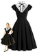 [Prévente] Robe noire à pois, col volanté et coupe en A Années 1950
