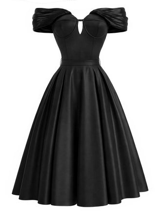 [Prévente] Robe Noir Épaules Dénudées Encolure Cœur Années 1950 2
