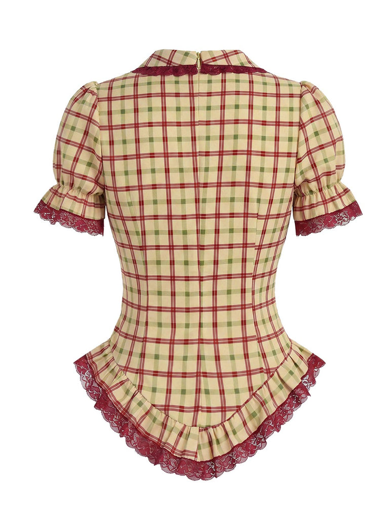 [Prévente] Ensemble à Carreaux Dentelle à Volants Ourlet & Ligne A Années 1940 7