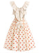[Prévente] Robe à Pois Dos Nu avec Nœud Crème et Rouge Années 1950
