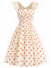 [Prévente] Robe à Pois Dos Nu avec Nœud Crème et Rouge Années 1950