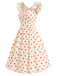 [Prévente] Robe à Pois Dos Nu avec Nœud Crème et Rouge Années 1950