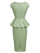 [Prévente] Robe Crayon Nœud Col Ras-du-Cou Uni Vert Années 1960 4