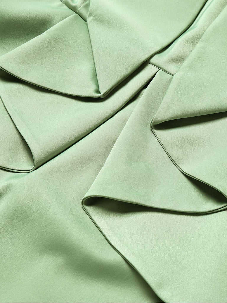 [Prévente] Robe Crayon Nœud Col Ras-du-Cou Uni Vert Années 1960 5